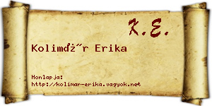 Kolimár Erika névjegykártya